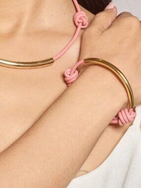 Lady Grey Leather + Gold Plated Bronze Bracelet